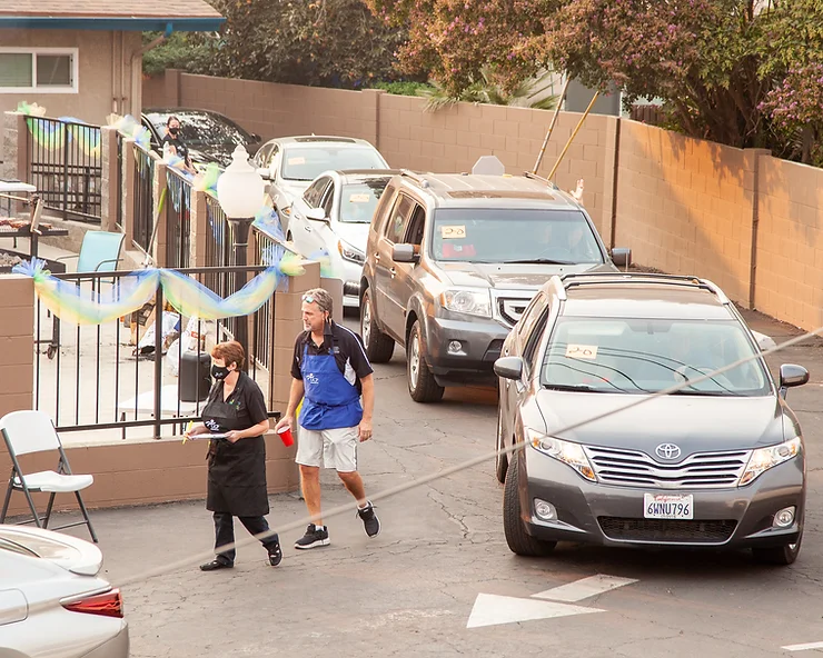 Traffic lines up for dinner on Saturday, Oct. 3, at UCPCC's Arts and Technology Center in Fresno.